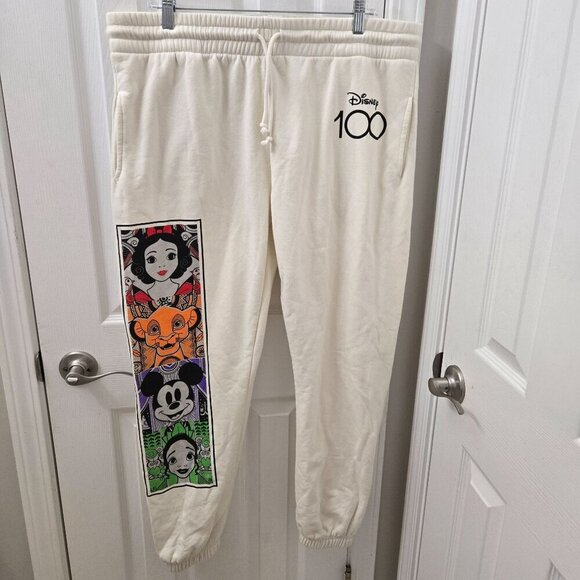 Disney Sweatpants 100th Anniversary Size 3XL 21 Ivory Cream Character Athleisure - Picture 1 of 8